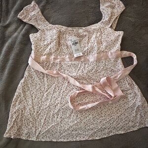 Floral Pink Dress with Sash